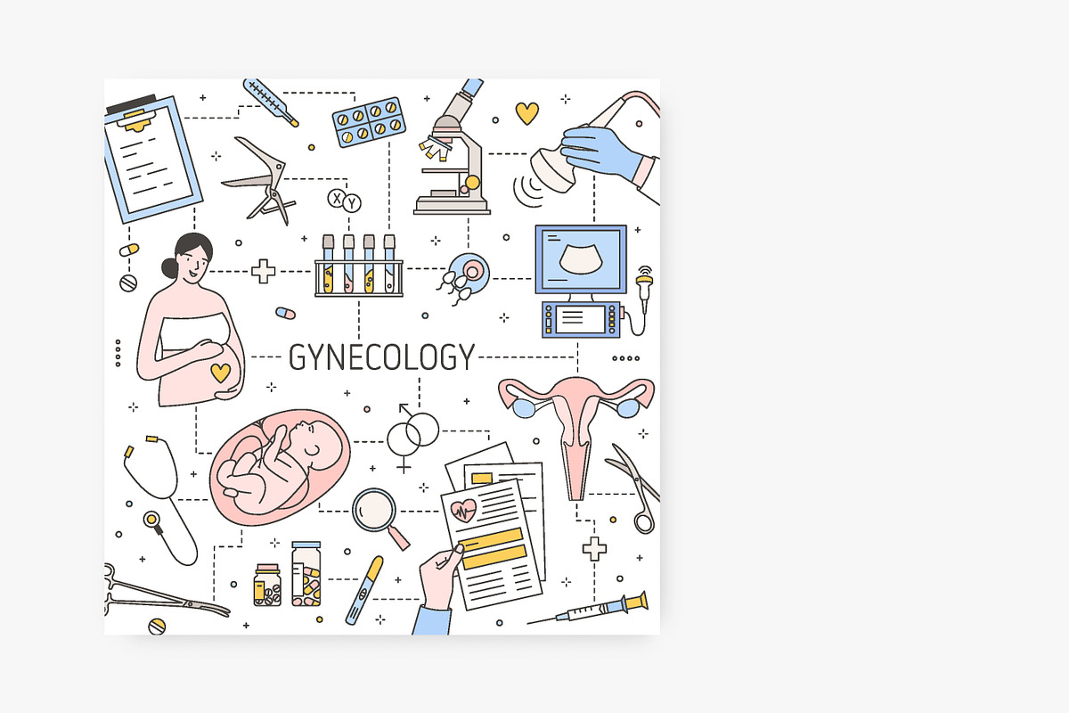 Gynecology line art banners, pattern, a Healthcare Illustration by Good Studio (Photo 6 of 9)