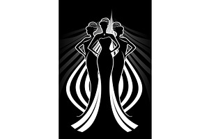 Black and white silhouettes of women, an Illustration by Lermont51