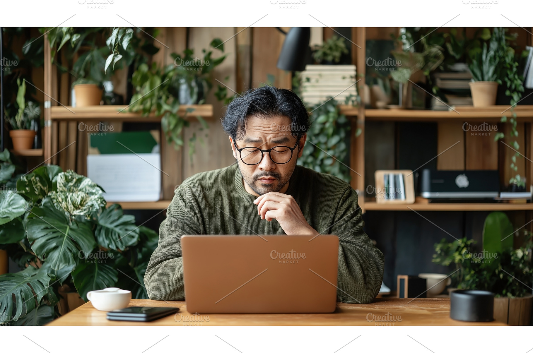 Asian man working on a laptop, a Person Photo by Sergey Kotenev