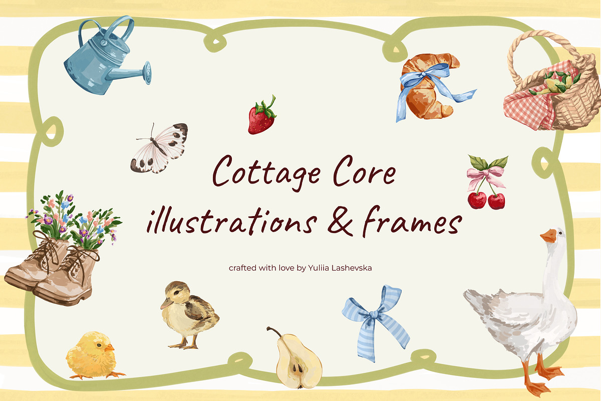 Cottage core illustrations & frames, a Decorative Illustration by Yuliia Lashevska (Photo 1 of 9)