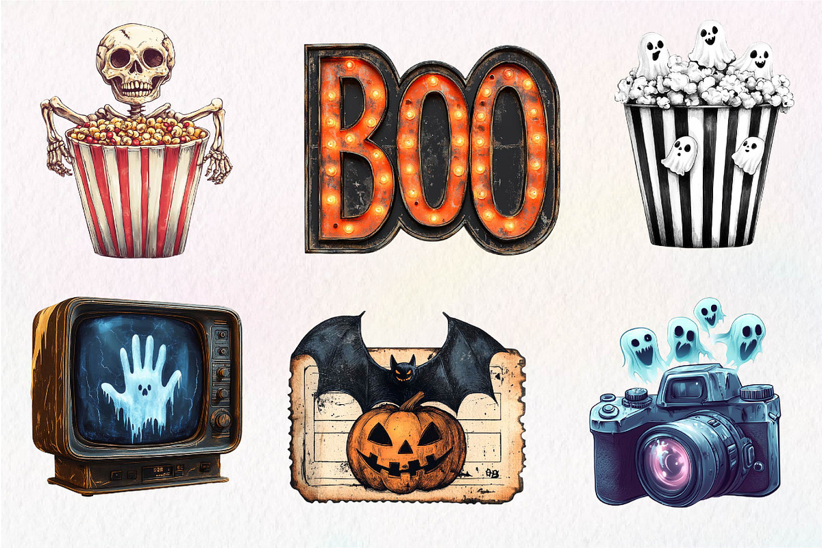 Vintage Halloween & Cinema Clipart, an Illustration by Dream Creation (Photo 5 of 7)
