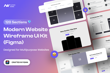 Website Wireframe UI Kit in Figma, a Wireframe Template by Numanwebs