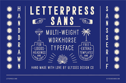 Letterpress Sans, a Sans Serif Font by Ulysses Design Co