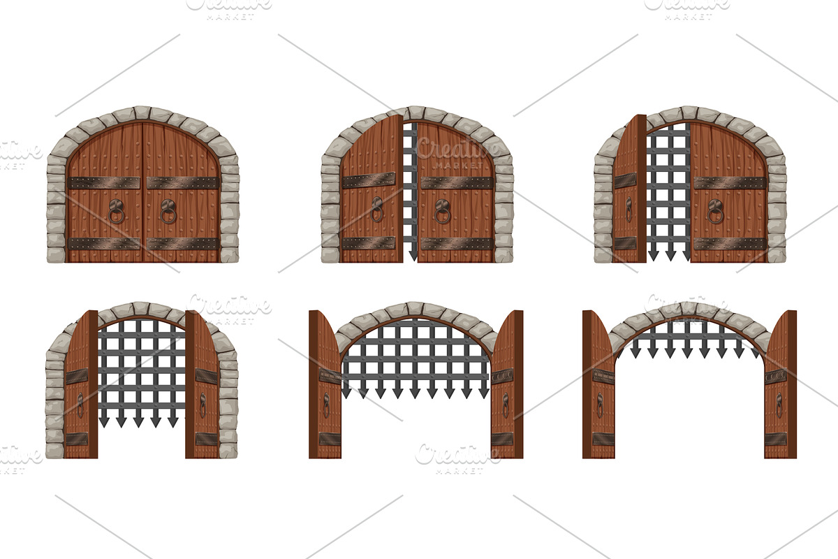 Medieval castle & church gates, an Illustration by Lemberg Vector
