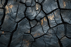 A captivating cracked charred wood, a Photo by Pavel_design
