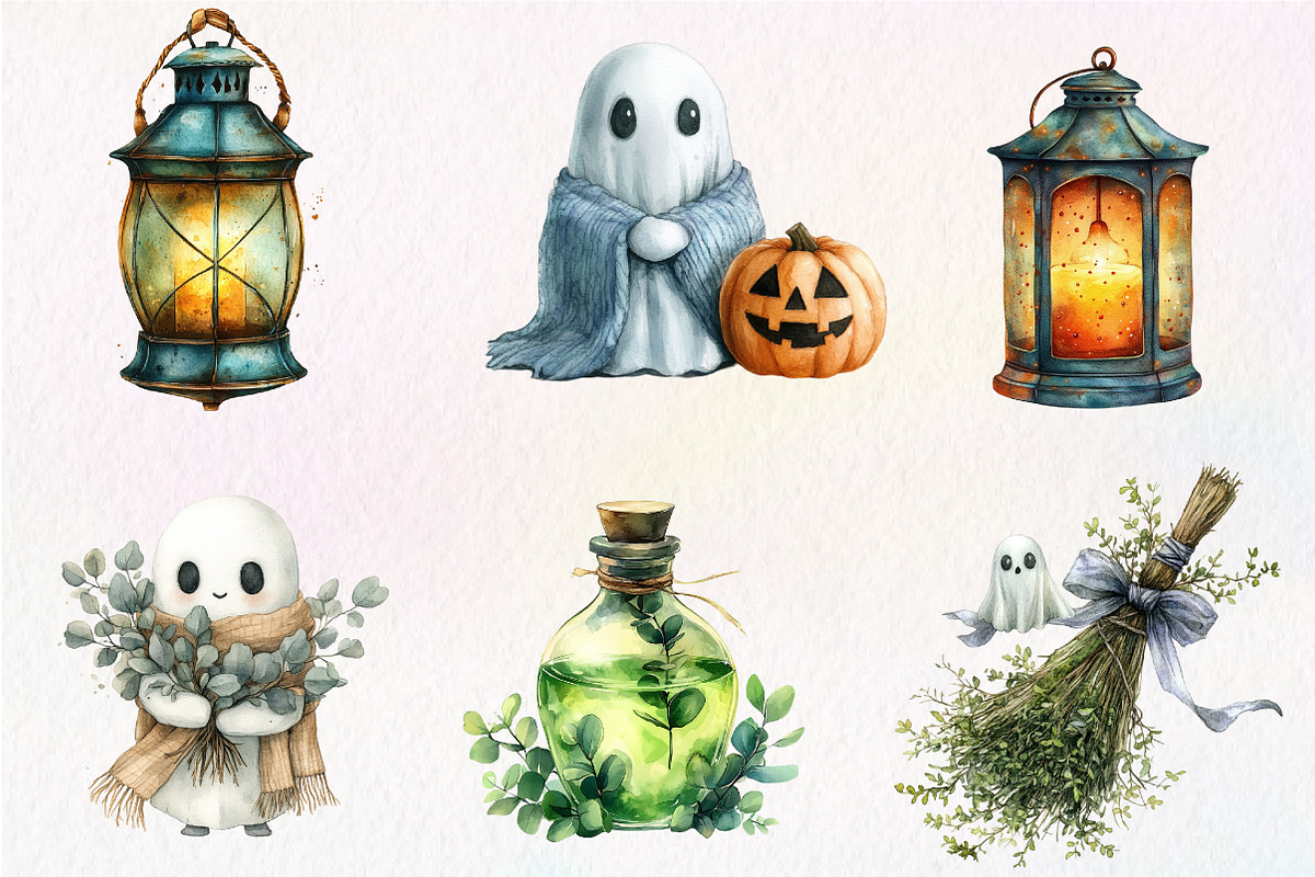 Sage Green Halloween Clipart, an Illustration by CreationArt (Photo 4 of 5)