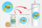 Bee with Rainbow Clipart, a Graphic by Artnoy (Thumbnail 4 of 5)