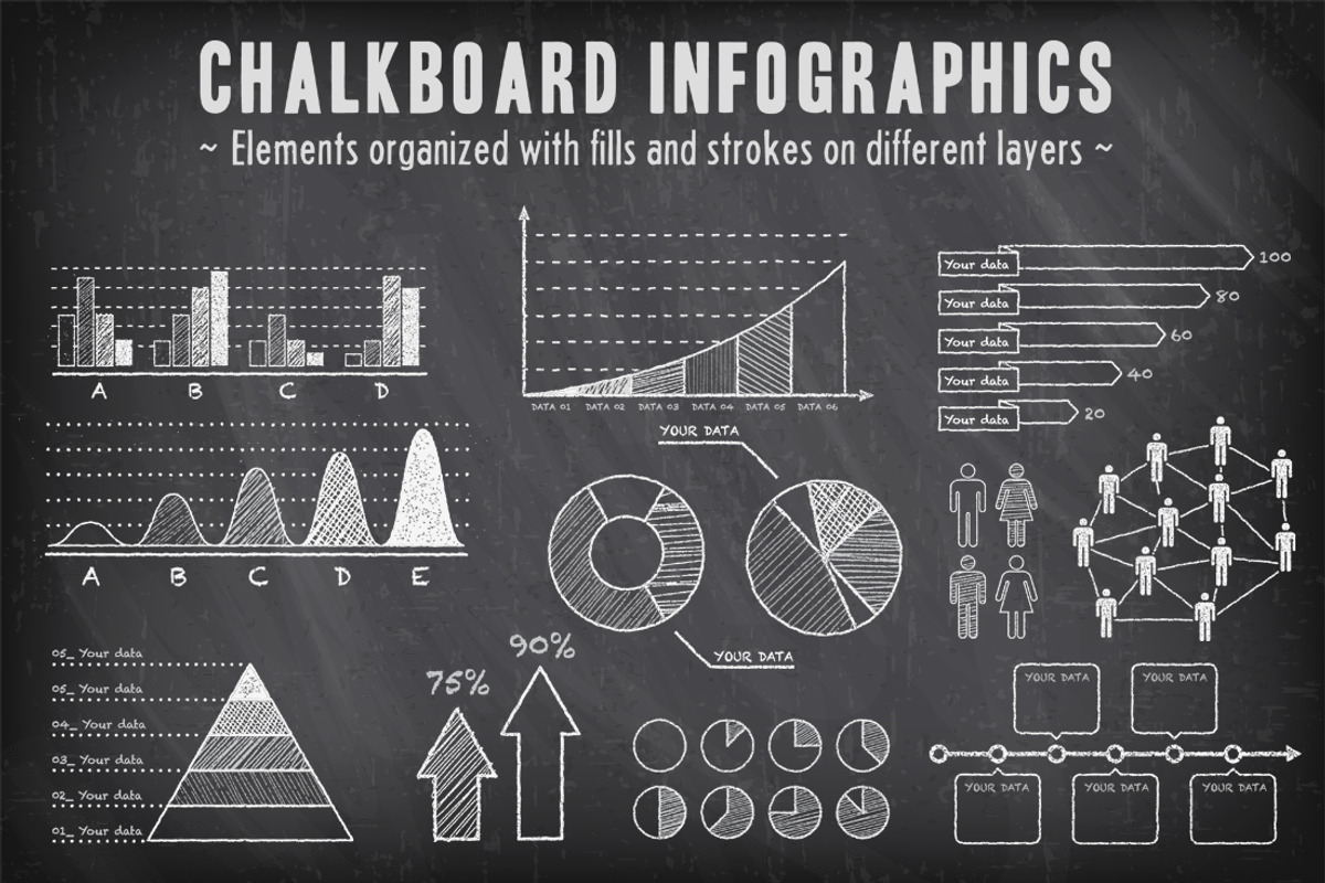 Chalkboard Vector Infographics, a Work Illustration by FourLeafLover