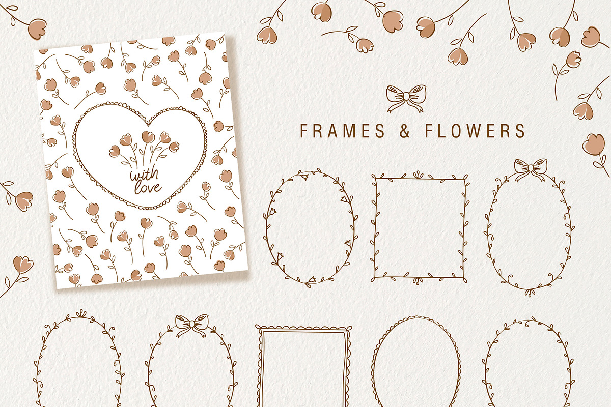 Vintage frames & flowers, a Decorative Illustration by Tkoko vectors & patterns (Photo 2 of 5)