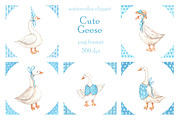 Cute geese watercolor clipart., an Illustration by SabinaWatercolorArt (Thumbnail 2 of 6)
