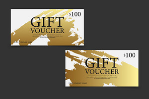 Gift Voucher with Golden Paint, a Decorative Illustration by PsychocheArt
