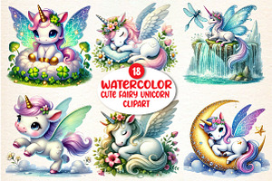 Cute Fairy Unicorn Sublimation Clipa, an Illustration by DreamArtGraphic