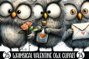 Whimsical Valentine Owl Clipart, an Illustration by Designking (Thumbnail 1 of 5)