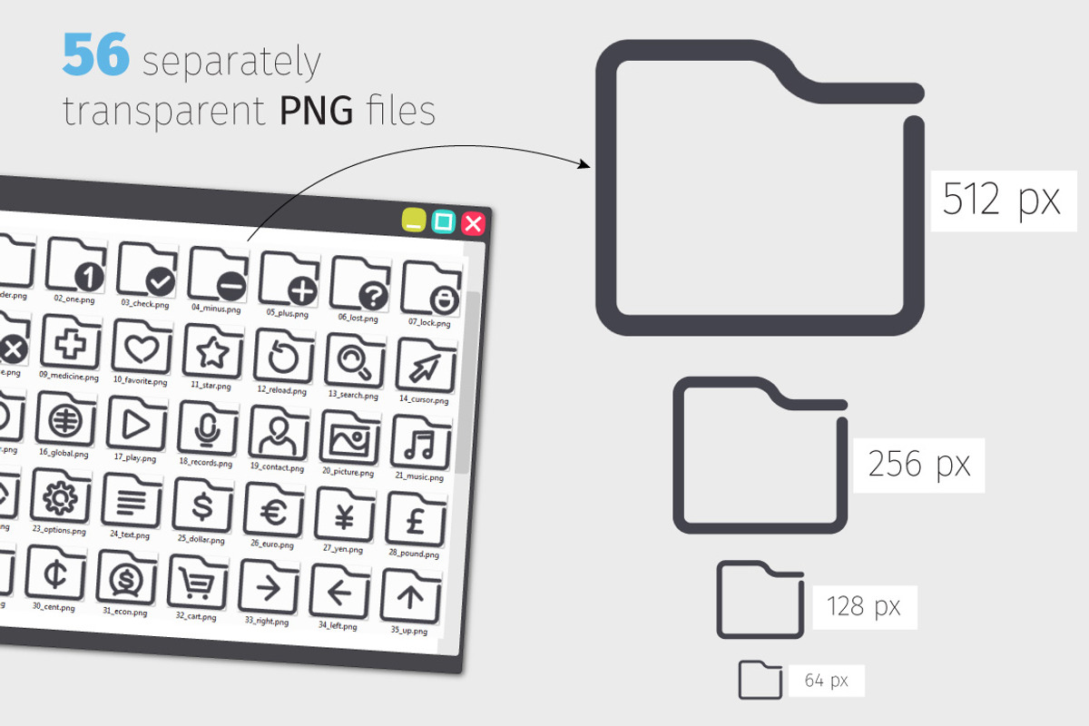 Folder Line Icons Set, an Outline Icon by Voysla's Shop (Photo 3 of 4)