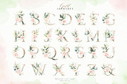 Watercolor Blush Floral Alphabet Set, a Decorative Illustration by Veris Studio (Thumbnail 10 of 24)