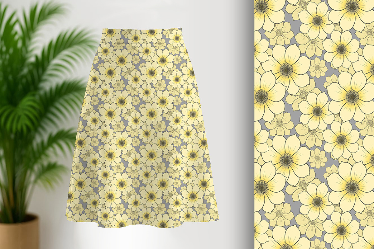 Butter Yellow and Grey Floral, a Pattern Graphic by Sharon Schwalbe (Photo 3 of 8)