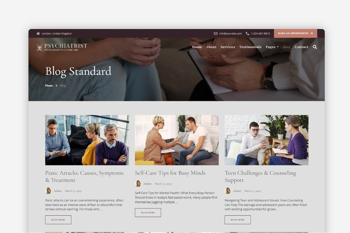 Psychiatrist WordPress Theme, a WordPress Template by Your Theme Shop (Photo 4 of 9)