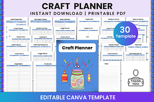 Craft Planner For Canva KDP, a Stationery Template by Shumaya