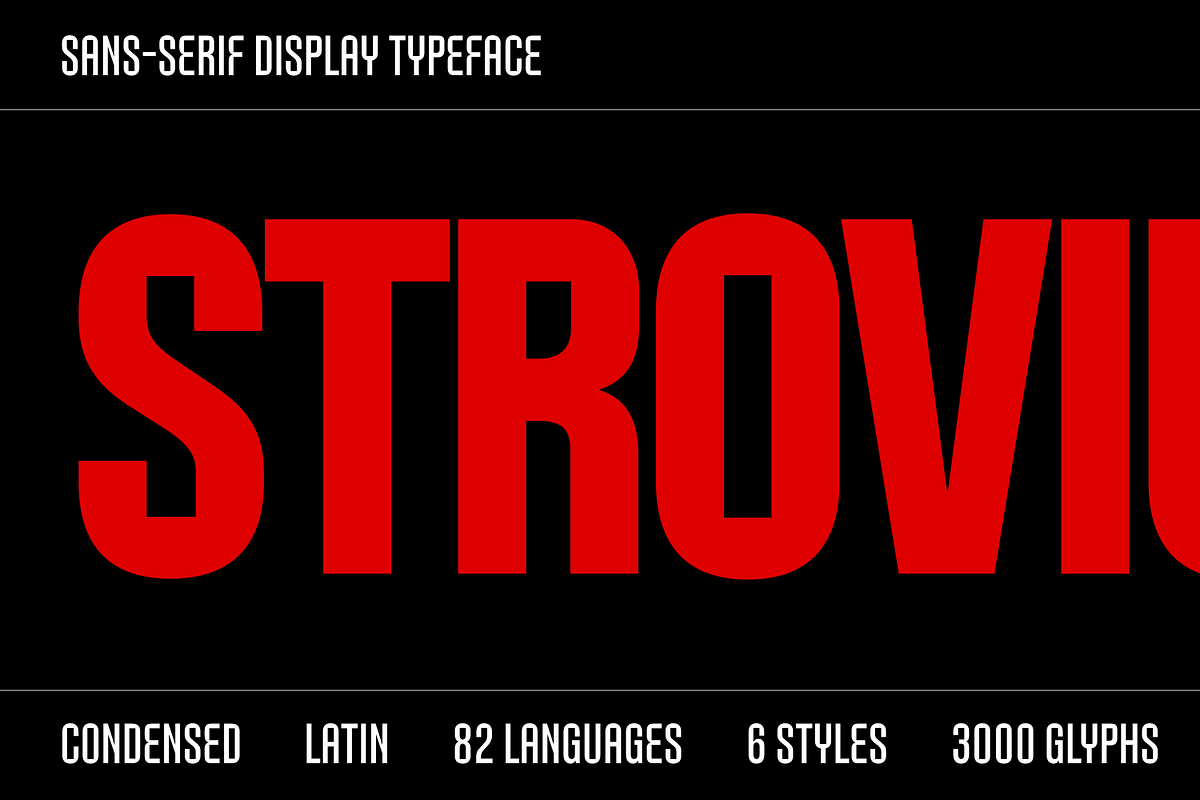 Strovius Condensed Font, a Sans Serif Font by redtype.studio (Photo 1 of 9)