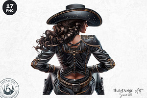 Midnight Rider Cowgirl Clipart Set