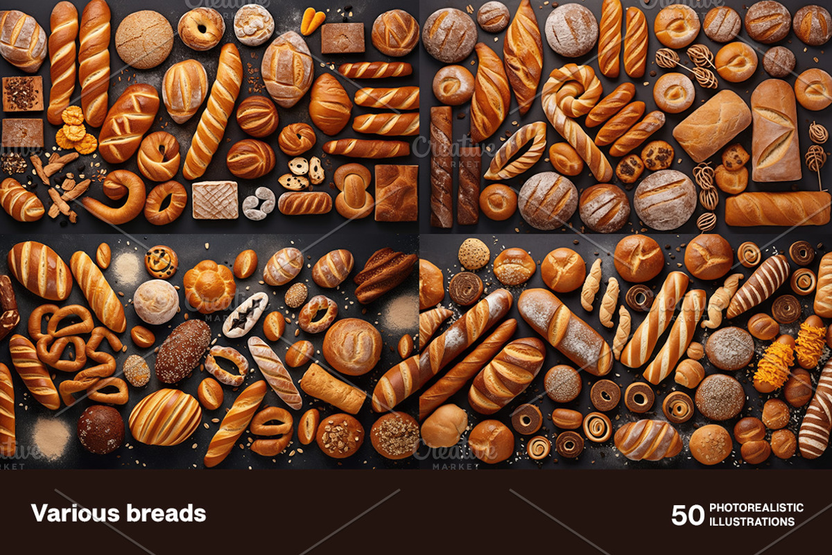 Various breads. 50 images, a Food & Drink Photo by Handmadefont (Photo 12 of 12)
