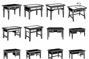 illustrations of various desk design, an Object Graphic by Billah Hub