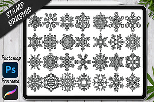 Snowflake Mandala Procreate Stamp.