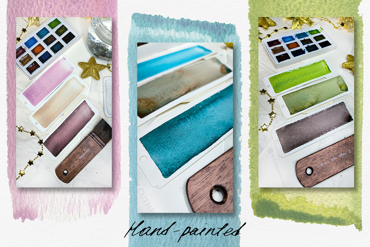 Granulated Watercolor Wash Strips, a Background Graphic by NATASHA CHU (Photo 11 of 11)