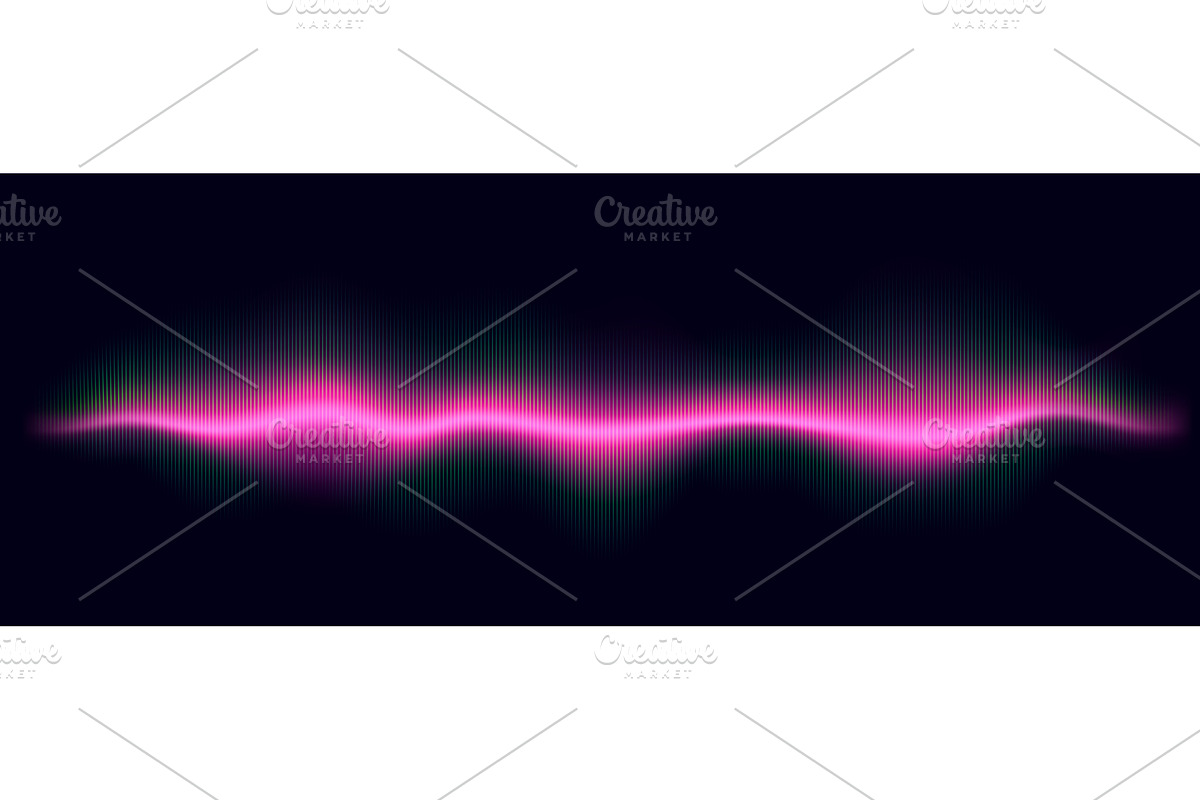 Dynamic sound wave with neon audio, an Illustration by art PVP - market