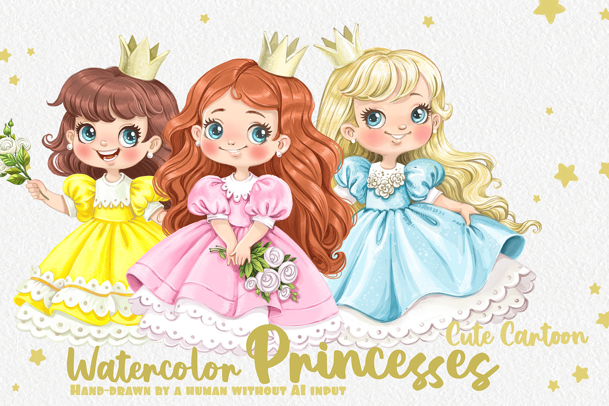 Three watercolor princesses, a Person Illustration by Azuzlikus (Photo 1 of 4)