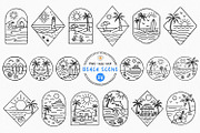 Beach Scene Bundle, Summer Line Art, a Seasonal Illustration by Pretty Meerkat (Thumbnail 1 of 7)