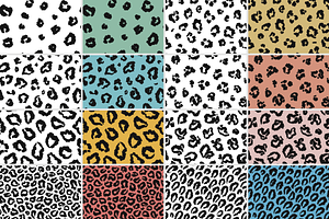 8 Leopard Seamless Patterns Vector