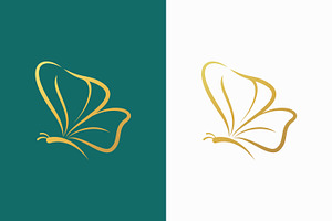 Abstract Butterfly Logo Linear Gold, a Branding & Logo Template by Signatoro