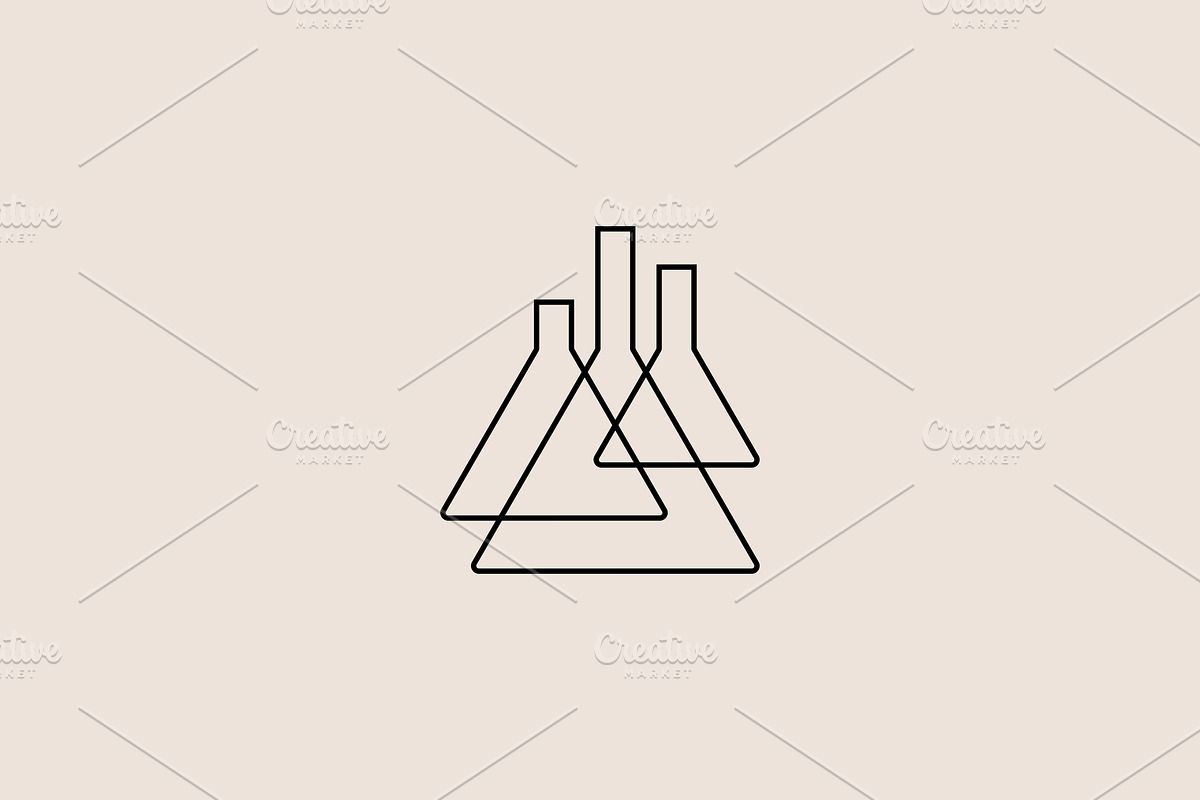 three lab flask glassware logo, a Branding & Logo Template by VASTARD STUDIO