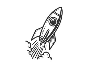 Rocket Launch engraving sketch, a Technology Illustration by AlexArt