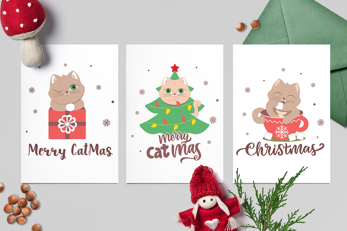 Christmas bundle. Funny Cats, an Animal Illustration by Lettering_Logo (Photo 4 of 7)