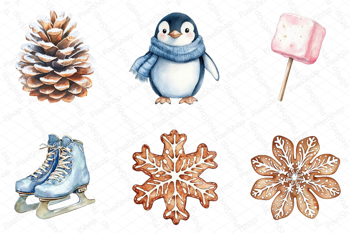 Watercolor Cute Winter Clipart Bundl, an Illustration by DreamPrint404 (Photo 6 of 7)
