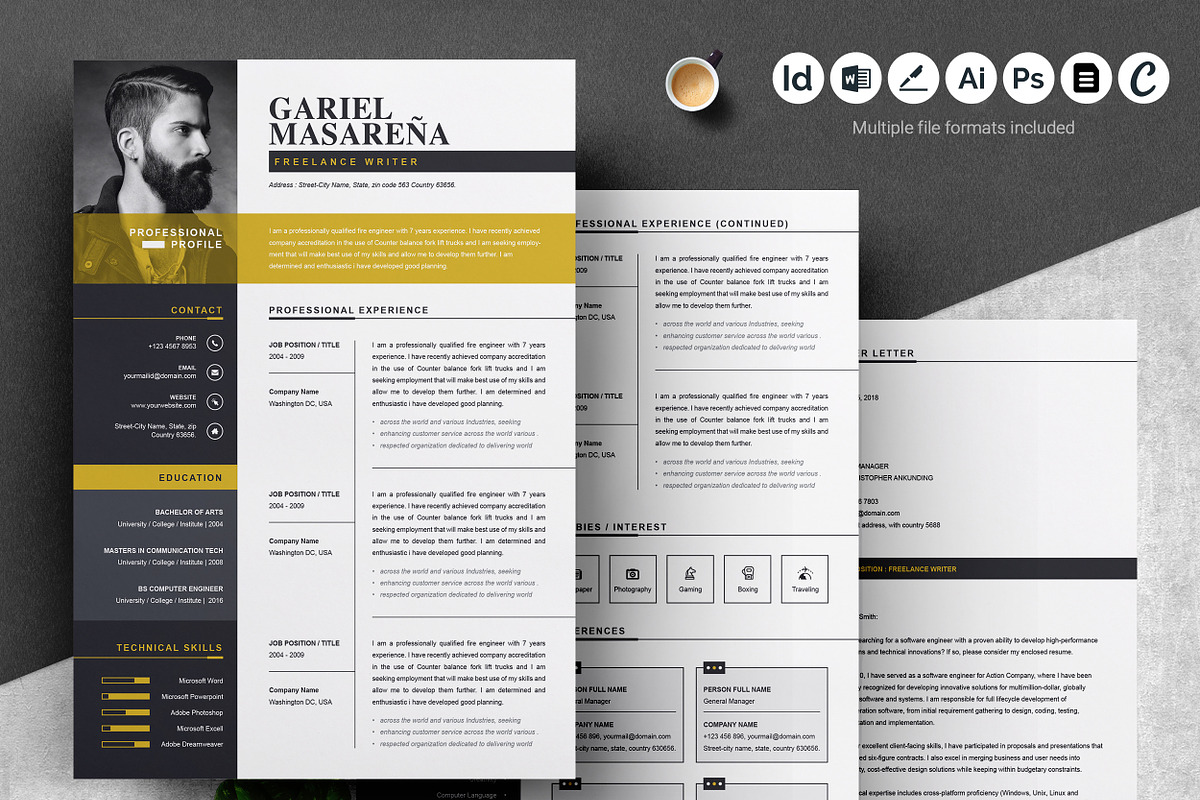 Professional Word Resume CV Template, a Resume Template by ResumeInventor (Photo 3 of 6)