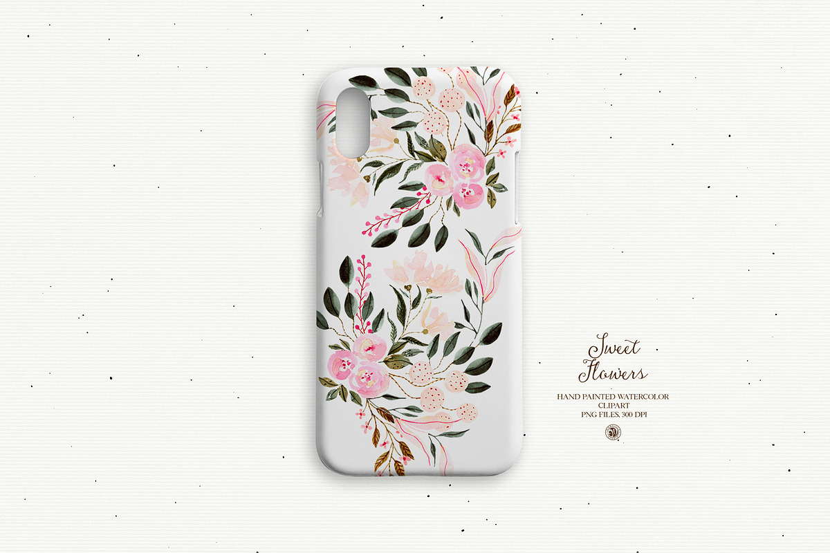 Sweet Flowers - watercolor set, an Illustration by Webvilla Studio (Photo 5 of 8)