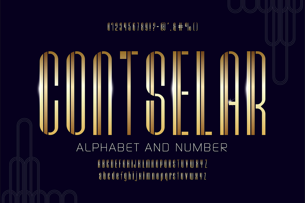 Golden Art Deco Font Set, a Graphic by Pro_Vector (Photo 1 of 3)