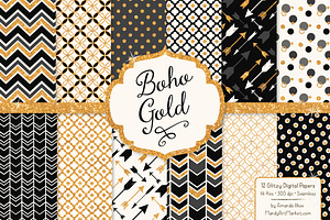 Black Bohemian Glitter Digital Paper