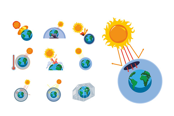 Greenhouse Effect Illustration Set preview 2