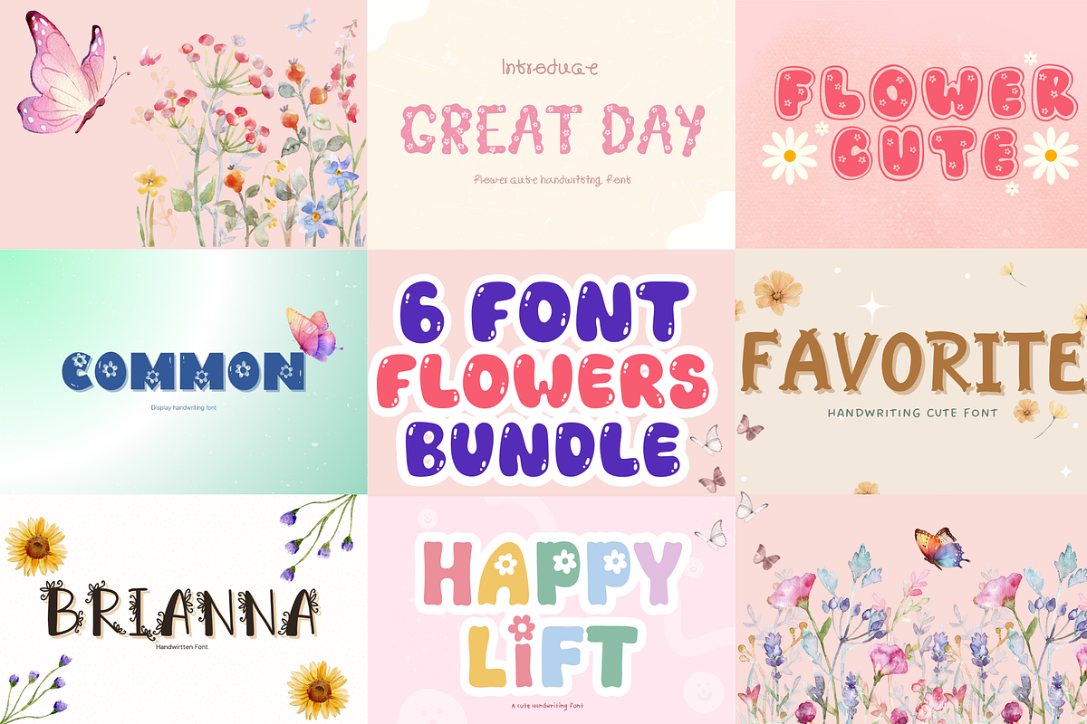 Flowers bundle font, a Script Font by JJuta (Photo 1 of 13)