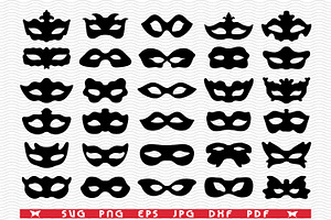 SVG Festive Masks, Black Silhouettes