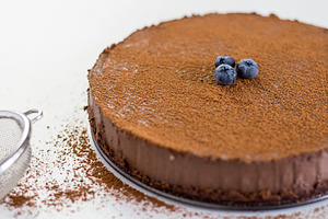 Delicious healthy chocolate cake stock photo containing healthy and chocolate