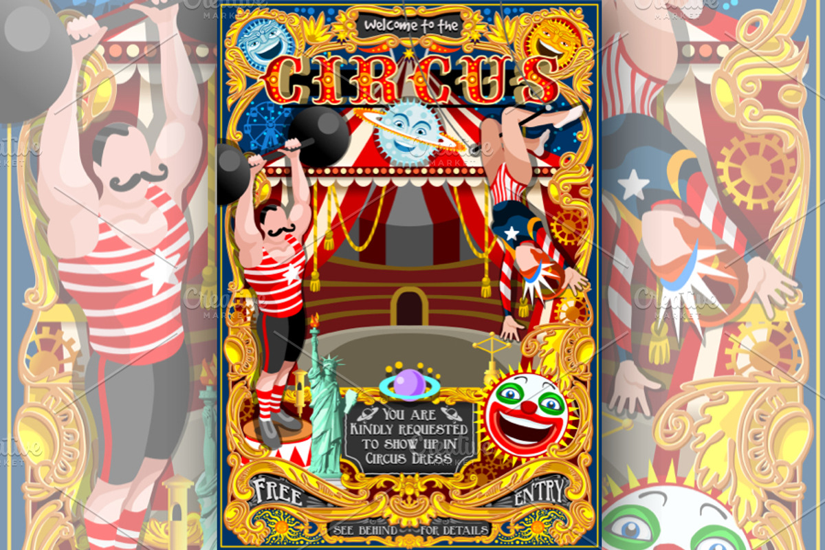 Circus Carnival Park Poster Tent, a Decorative Illustration by Aurielaki Stock Images