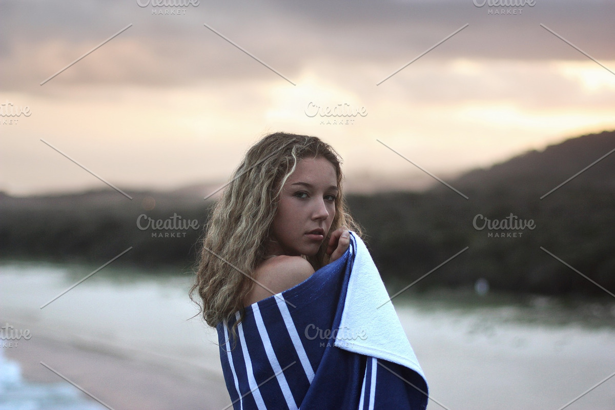 Sunset Beach, Wrapped in Towel, a Beauty & Fashion Photo by Chris Joel Campbell (Photo 2 of 2)