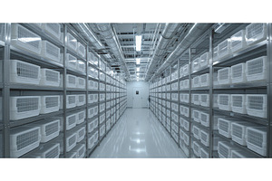Modern laboratory storage room with, a Technology Photo by tilialucida