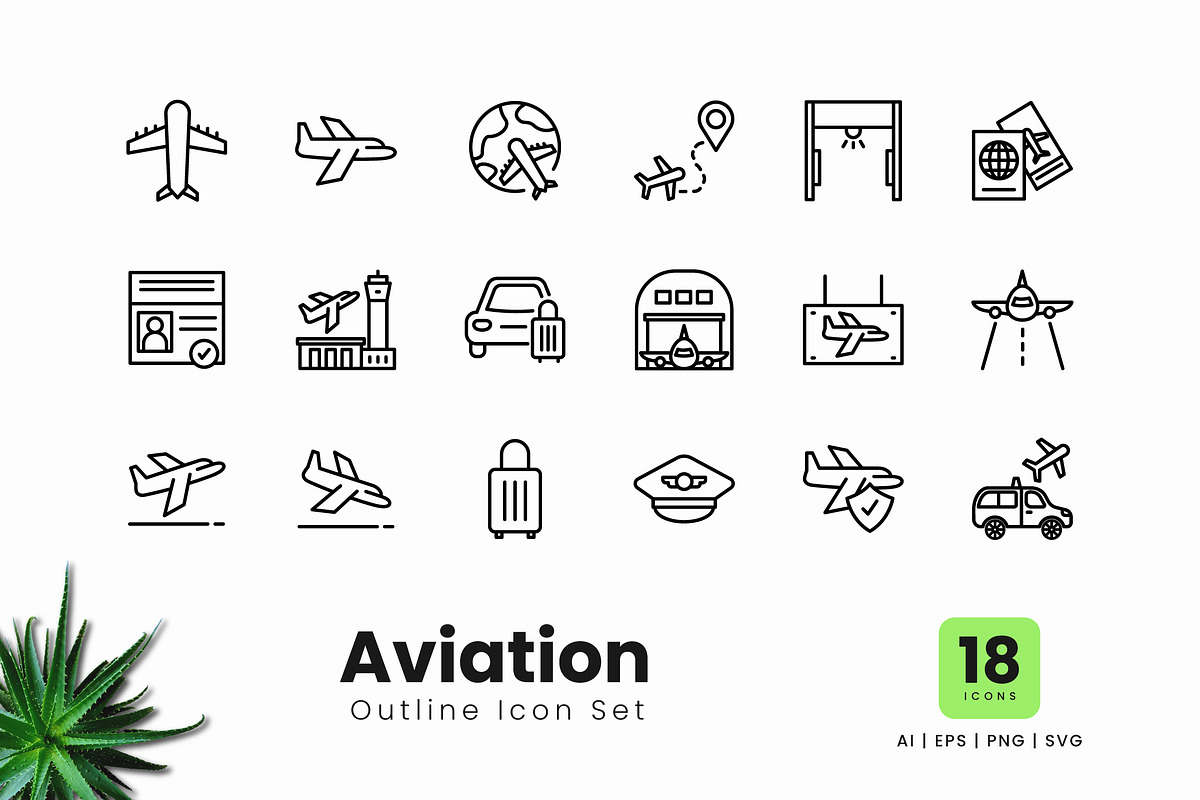 Aviation Outline Icons, an Outline Icon by Zeer Graphic (Photo 2 of 2)