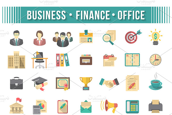 Flat Business And Financial Icons